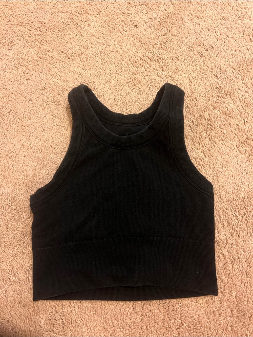 Alo Black Ribbed Crop Tank Top - Women